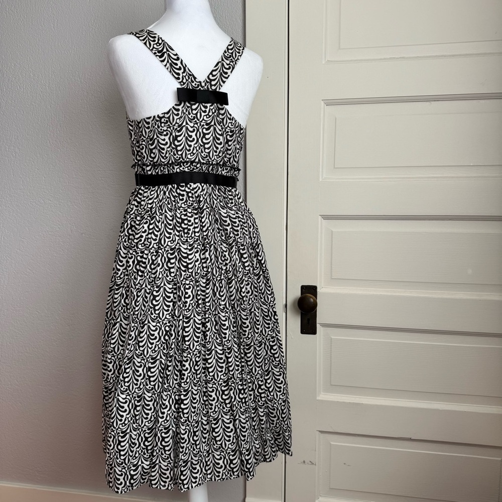 Roadkill Ranch Retro Black White Cotton Fit & Flare Midi Dress S - Picture 7 of 13